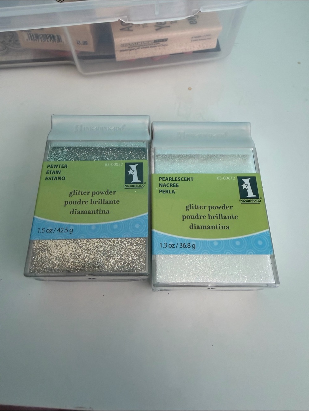 Retired Inkadinkado Glitter Powder Lot Pewter and Pearlescent Crafting
